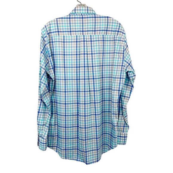 Peter Millar Walker Cotton Stretch Sport Shirt Long Sleeve Blue Plaid MEDIUM - Picture 3 of 7